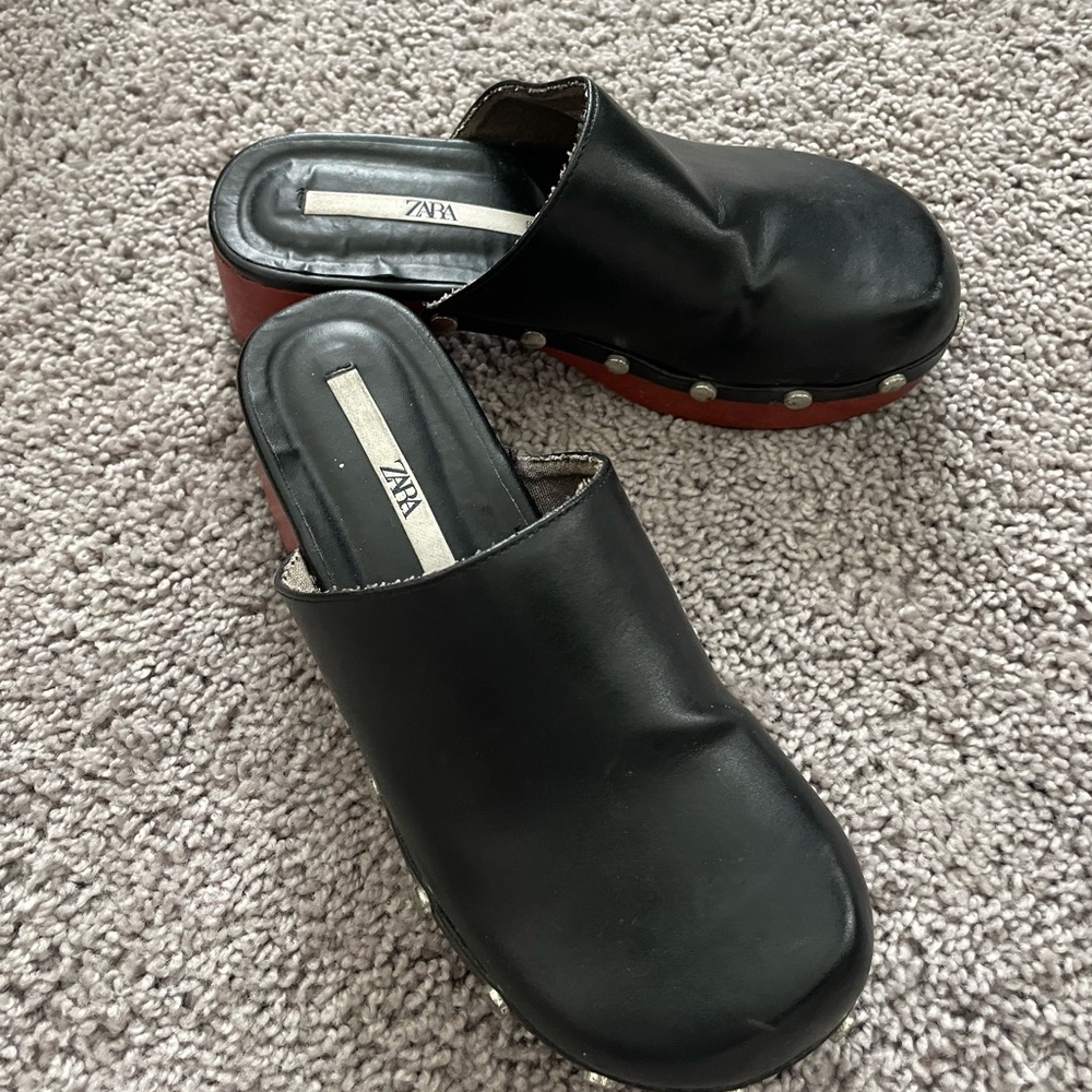 Zara studded heeled clogs size 36